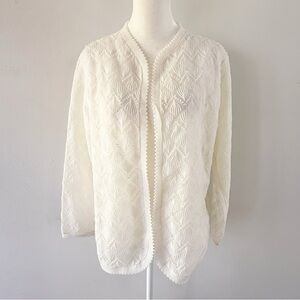 Vintage Women 50s Vienna Lace Cardigan Large Retro Pinup Twee Classic Rockabilly